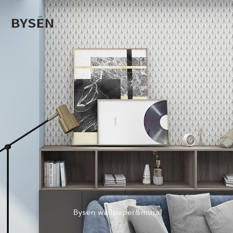 Light luxury net red background wall cloth Nordic living room bedroom wallpaper feather TV wallpaper modern simple art mural