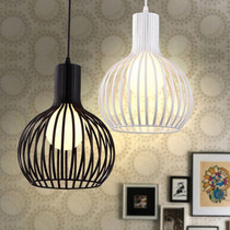 Nordic Retro Creative Personality Cafe Restaurant Bar Internet Cafe Wrought Iron Round Glass Shade Birdcage Pendant Lighting