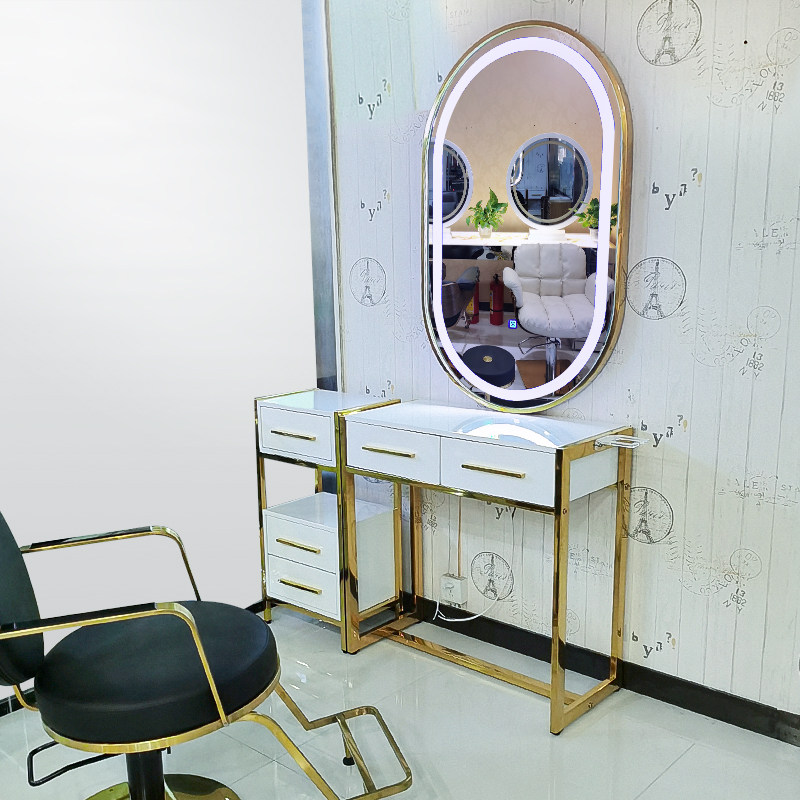 Hair Salon Beauty Hair Single-sided Energy Saving LED Mirror Subnet Red Hairdresse Shop Bronzing Area Beauty Mirror Cut Hair Shop Mirror Desk Brief