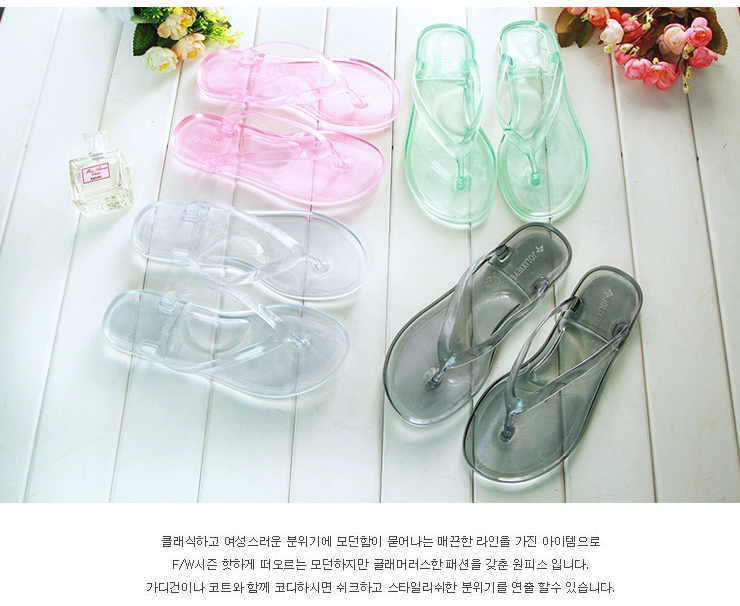 Mùa hè thời trang giản dị mặc ladies pha lê trong suốt sinh viên phẳng với lật chân flip flops bãi biển bên bờ biển dép và dép đi trong nhà dép bitis nữ