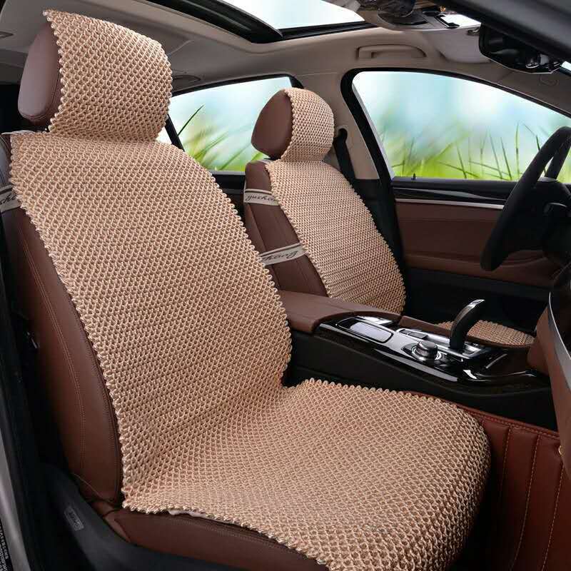 New hand-woven ice silk car cushion four seasons universal large surrounded seat cushion cover non-slip summer breathable cool car pad