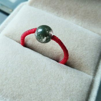 Natural green ghost crystal ring women's braided ring