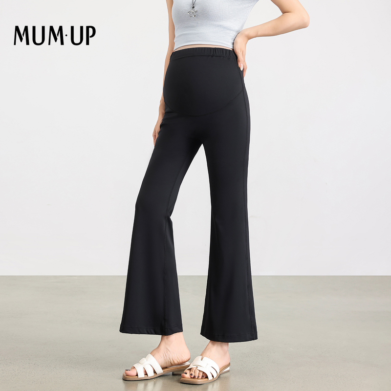 Mumup Maternity Yoga Pants Flared Pants for Petite Pregnant Women with Belly Support, Cropped Micro-Flared Yoga Shark Pants, Thin Summer Style Mumup Maternity Yoga Pants Flared Pants for Petite Pregnant Women with Belly Support, Cropped Micro-Flared Yoga Shark Pants, Thin Summer Style
