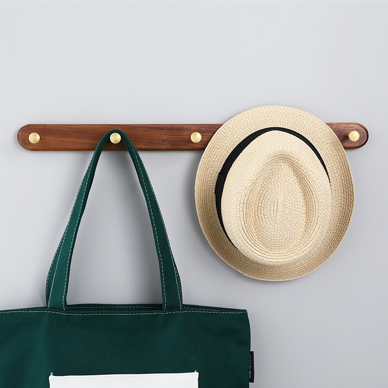 Solid wood brass clothes hook hook net red store wall key wall hanging out of punch clothes hanging