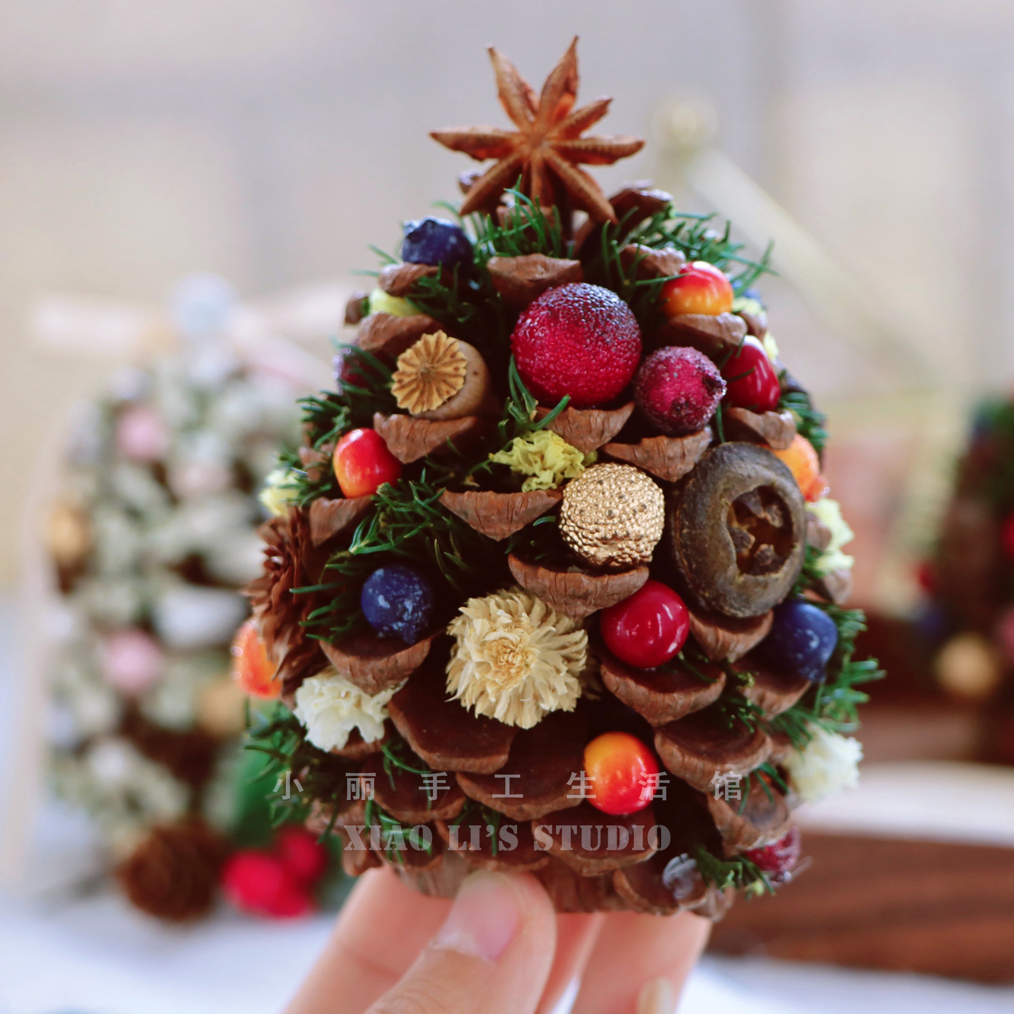 Christmas tree diy Pinecone vine ring wreath hand-made material pack Christmas decoration gift Pinecone dried flower material