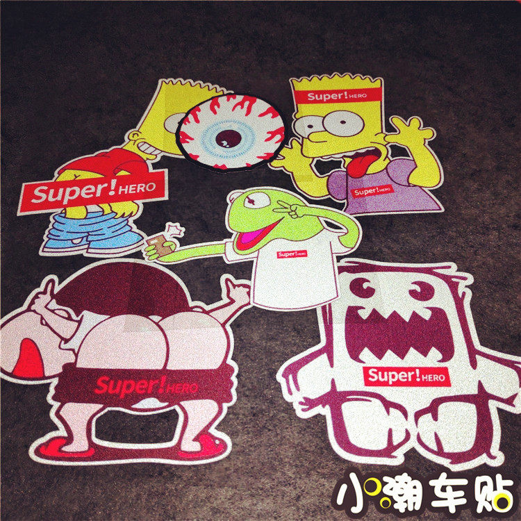 Cartoon Triangle Car Window Trim Reflective Waterproof Car Sticker Car Stickers Fun Cartoon Cute Scratchproof Shelter Appliquet