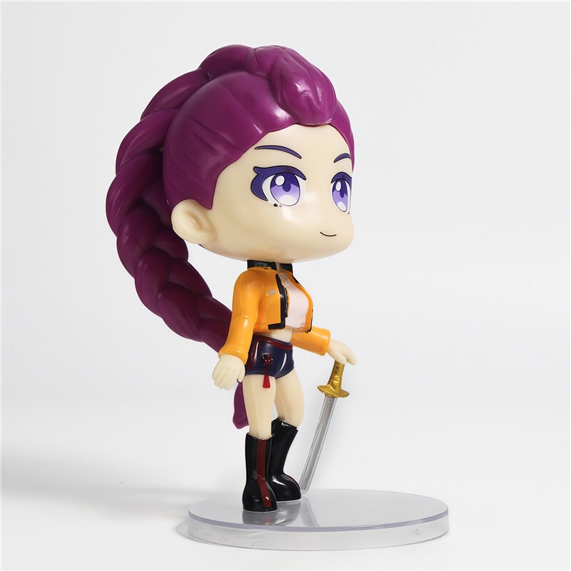 K-Pop Huntress Girl Group Purple Hair Rumi Q-Version Figure Cartoon Zoe Mila Doll Ornament Children's Gift Boxed