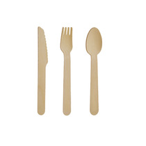 Birch Wood 6 Inch jetable Knife Fork Spoon Degradable Wood Spoon Large Fork Dining Knife Environmentally Friendly Cutlery Cake Fork