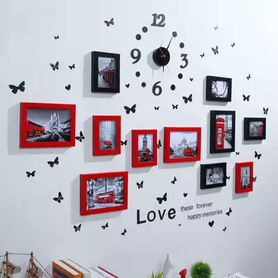 Watch combination wall painting frame Creative living room image frame 5 inch 7 inch photo frame Wedding photo frame Photo frame wall