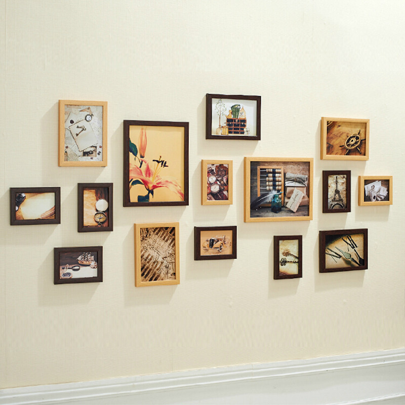 Living room 15 frame retro creative picture frame wall photo wall bedroom hanging wall photo frame combined photo wall