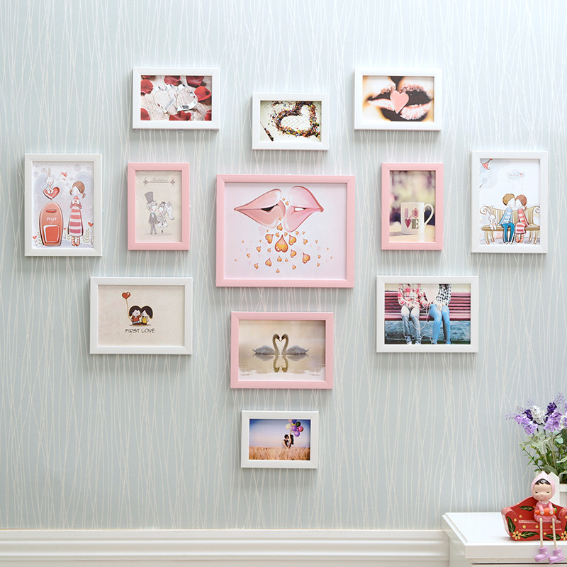 Jingyu 12 frame heart-shaped photo wall photo frame wall combination photo wall modern minimalist home bedroom photo frame wall