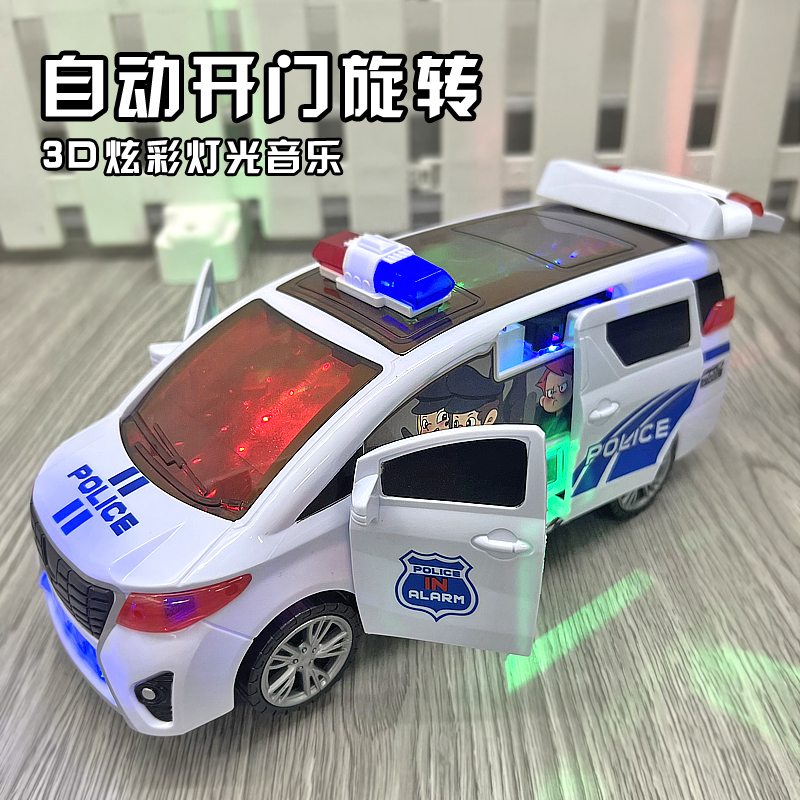 Children's Electric Door-Opening Business Car Toy for Boys Aged 1-3-5, Sound and Light Omnidirectional Car Simulation Model Gift