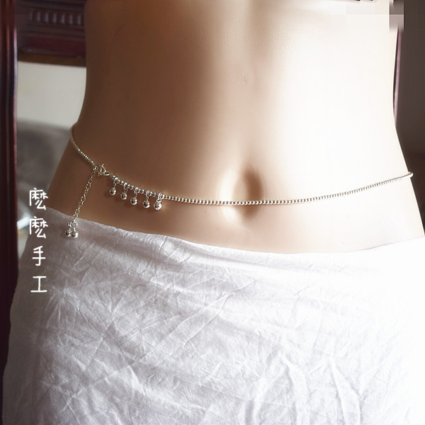 Bikini health) 2020 foot silver belt Sterling silver waist chain bell belly dance sexy gift for woman