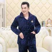 Mùa đông cho nam Coral Coral Plus Cotton Làm dày Kích thước lớn Bộ đồ ngủ cho cha trung niên