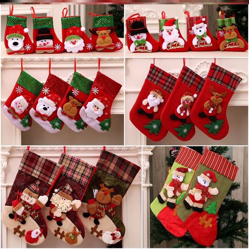 Christmas Socks Gift Bags Apple Bag Candy Decorative Socks Pendant Christmas Eve gift boxes Kindergarten Children