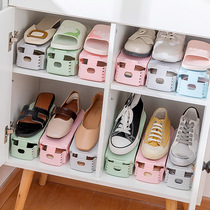 Mixed color four-pack double-layer adjustable shoe rack plastic household shoe cabinet finishing rack 4-speed simple shoe holder storage rack