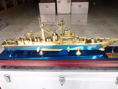 Pure Copper 113 China Qingdao guided missile destroyer modern class alloy military model collection retired gift