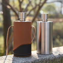 304 stainless steel small jug 1 catties Russian cylindrical white wine bottle outdoor portable empty bottle kettle thickened wine set
