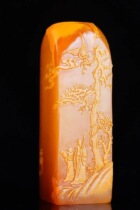 Laos stone boutique Tianhuang seal Shoushan stone ornaments Shoushan Tianhuangshi Balin Stone Blood Stone return lychee