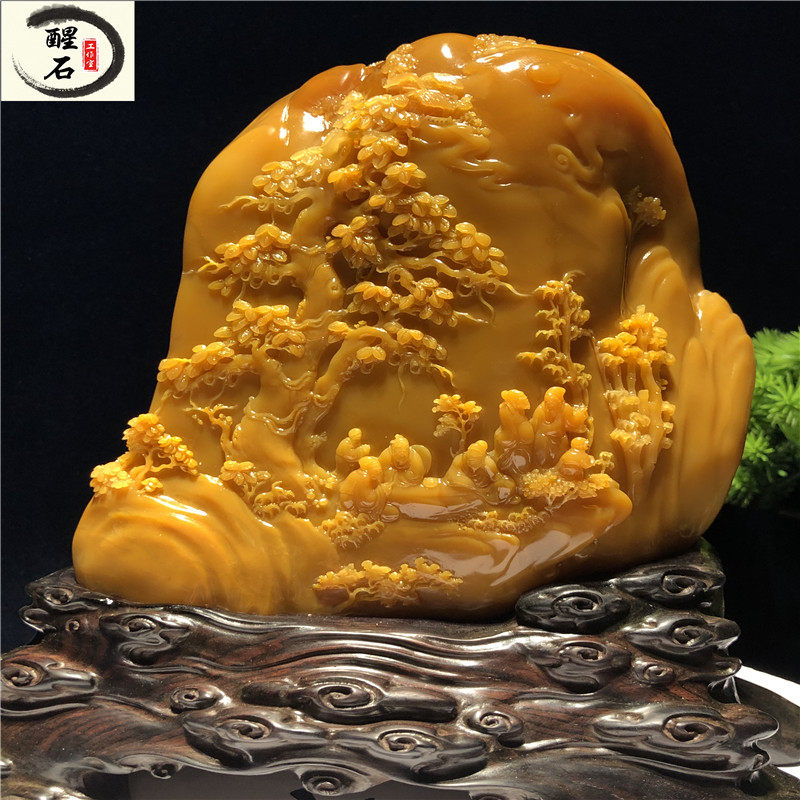 The Northern Fields Of Laos Tian Huang Freeze Boutique Country Painting Landscape Pendulum Pieces Handlebar Pieces Seal Printed Susan Junction Crystal Fields Yellow Seal