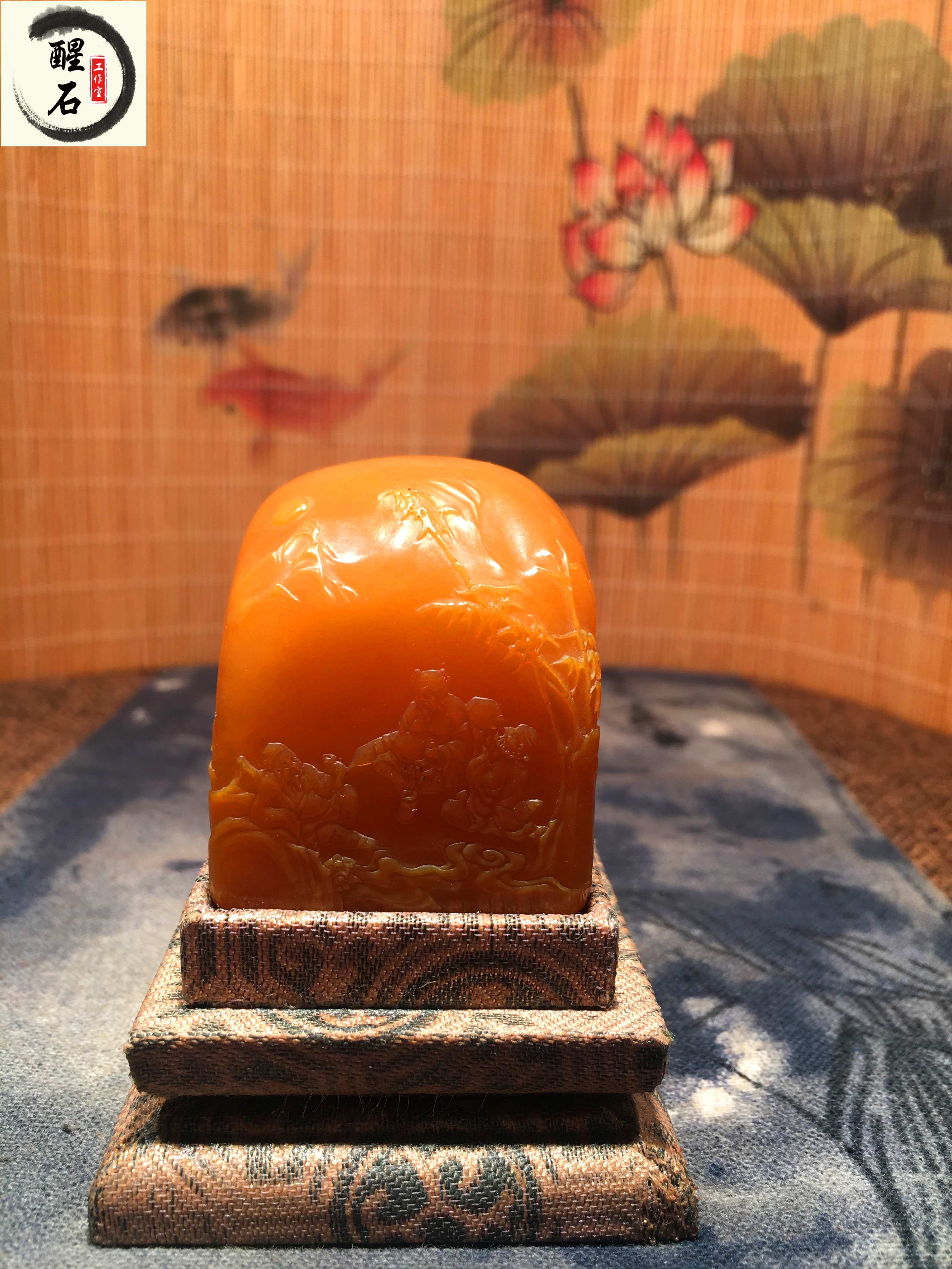 Fujian Shoushan Stone Fields Yellow Stone Painting And Calligraphy Seal Stone Zheng Zhang With Leather Master Thin Intention Seal Engraving Collection Custom