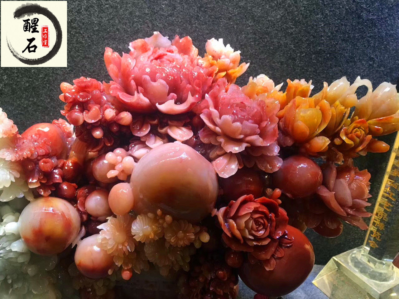 Shoushan Stone Carving Swing Piece < Flower Open Rich > hibiscus natural stone carved flower bird table swing piece original stone special price customized