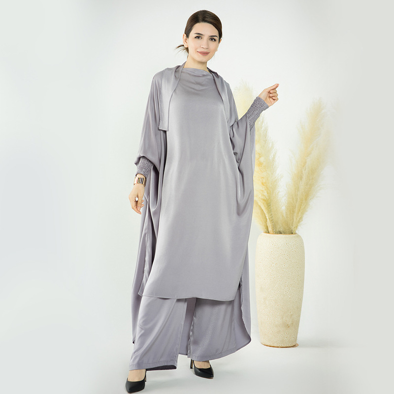Hui Ethnic Group Xinjiang Malaysia Pakistan Large Plain Top + Wide-Leg Pants Two-Piece Conservative Set