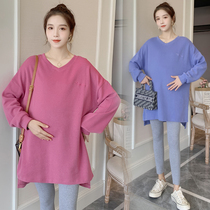 Pregnant Women Set Autumn Fashion Korean Loose Long Sleeved Top Spring and Autumn Cotton Women base shirt Women