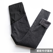 Pregnant women jeans winter thickened velvet fashion outside wear ankle-length pants autumn dress size slim slim pregnant women pants