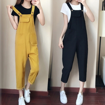 Pregnant womens bib pants Spring wear fashion casual large size pregnant womens pants Spring and summer thin bib pants set spring