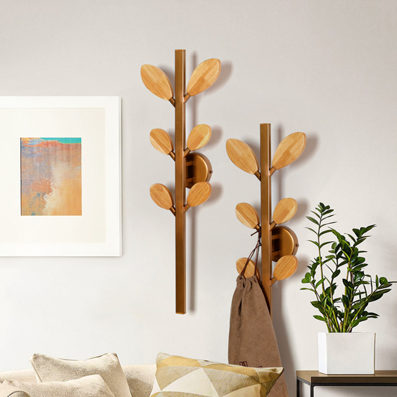 Hanging hanger solid wood hanging wall bedroom Xuanguan Gate rear corner Corner Entrance Wall Hanging Creative Wall Light Lavish Easy Cloakhat Rack