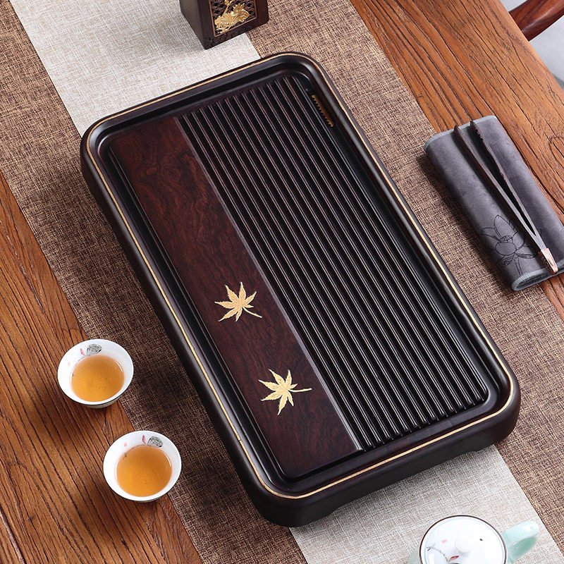 Small tea tray one person with solid wood black sandalwood whole simple tea table domestic drain type rectangular tea sea depository