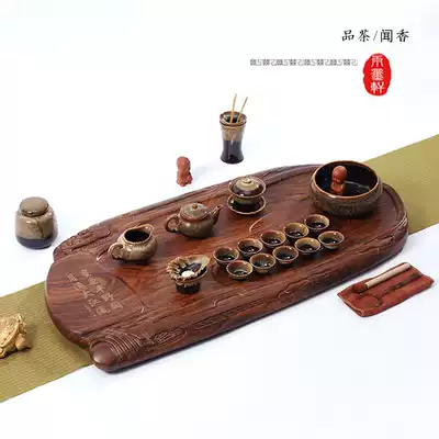Chicken wing wood tea ceremony Whole flat technology wood Ebony Kung Fu tea set Solid wood Rosewood tea table Tea tray Tea sea
