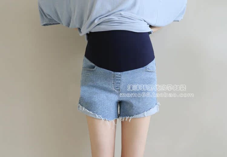 South Korean pregnant woman pants 20 summer thin section Fashion curbside hit bottom shorts Thin Loose Pregnant Woman Denim Shorts