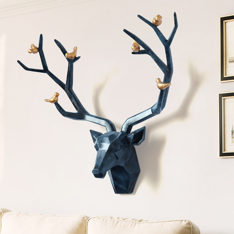 Property Deer Head Wall Pendant Animal Head Wall Accessories Eurostyle Creative Genguan Living-room Bar Background Solid Decorations