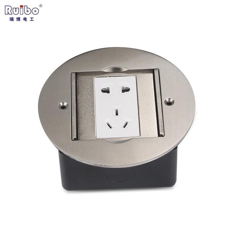 Ruibo ground socket stainless steel waterproof round hidden two-door five-hole telephone brain floor ground socket
