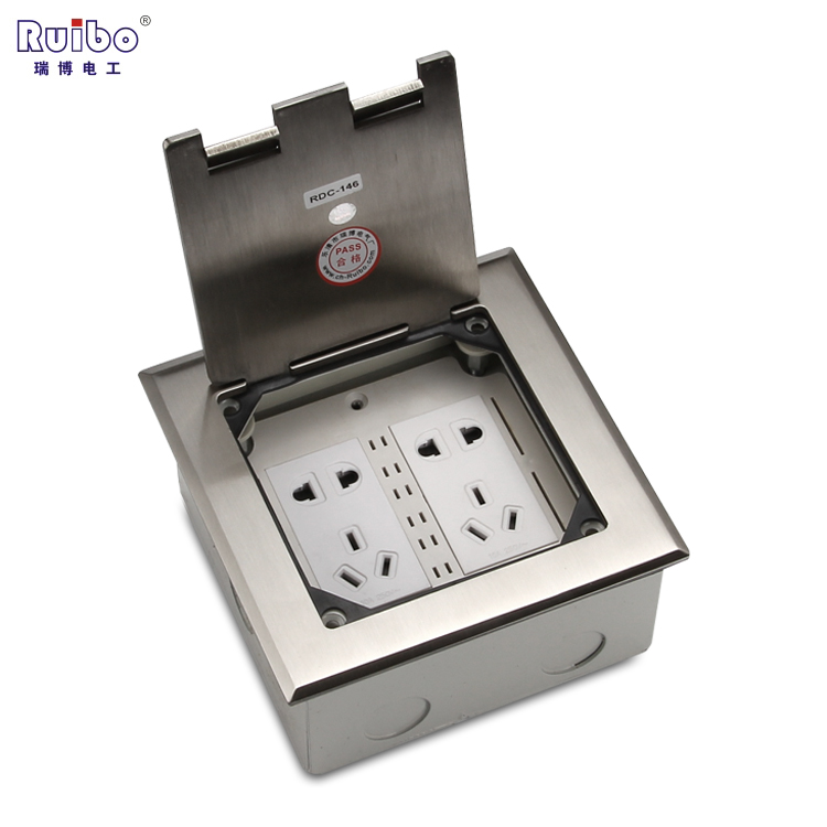 Rebo Ground Socket Stainless Steel Waterproof 146 Open Type Five-Hole Multifunction Six-Hole Floor Socket Ground Socket