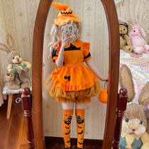 Halloween cos costume witch pumpkin pants suit childrens costume cosplay female adult girl two-piece set