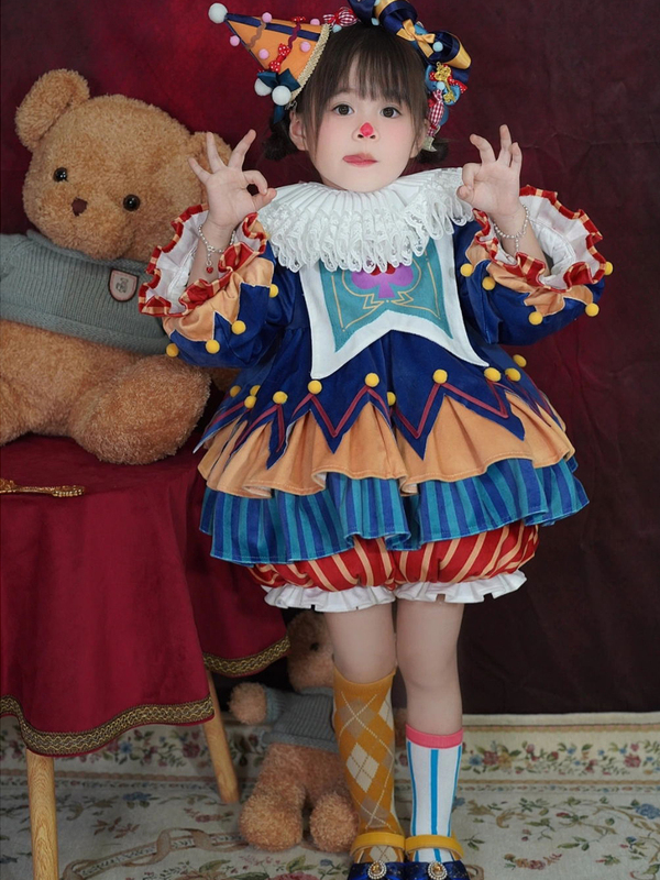 Circus Clown Halloween Cosplay Costume Set Kidsren's Christmas Performance Costume Girls Cosplay Two-Piece Set Circus Clown Halloween Cosplay Costume Set Kidsren's Christmas Performance Costume Girls Cosplay Two-Piece Set