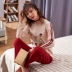Bộ đồ ngủ của phụ nữ mùa xuân và mùa thu cotton tinh khiết dài tay mỏng phong cách Hàn Quốc dễ thương hai mảnh phù hợp với phụ nữ dịch vụ tại nhà mùa thu cộng với bộ đồ - Giống cái Giống cái