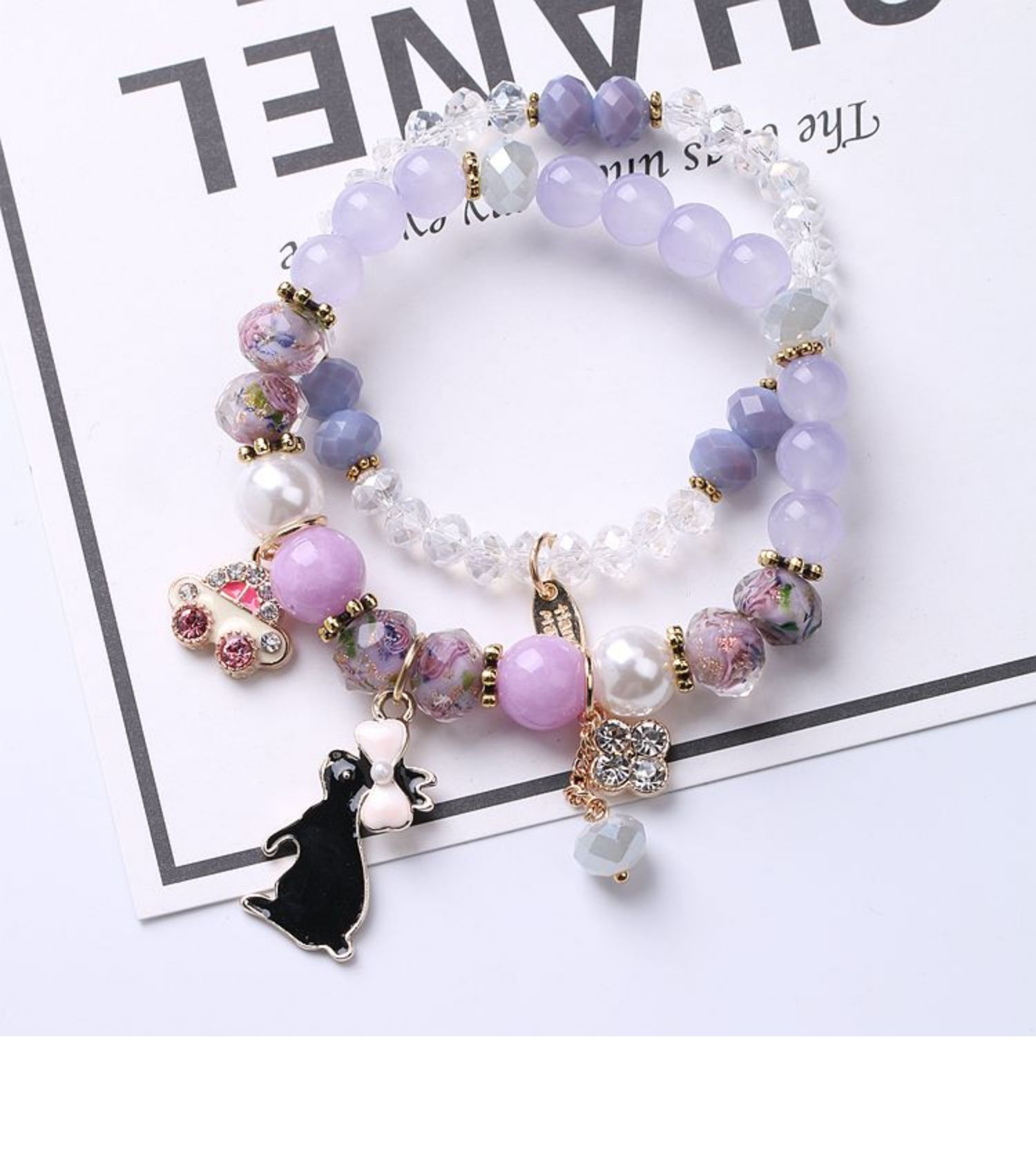 Cô gái Hàn Quốc loạt sao tươi mặt trăng pha lê vòng tay nữ vòng đeo tay đơn giản Nhật Bản và Hàn Quốc trang sức tay hoang dã - Vòng đeo tay Cuff vòng tay may mắn