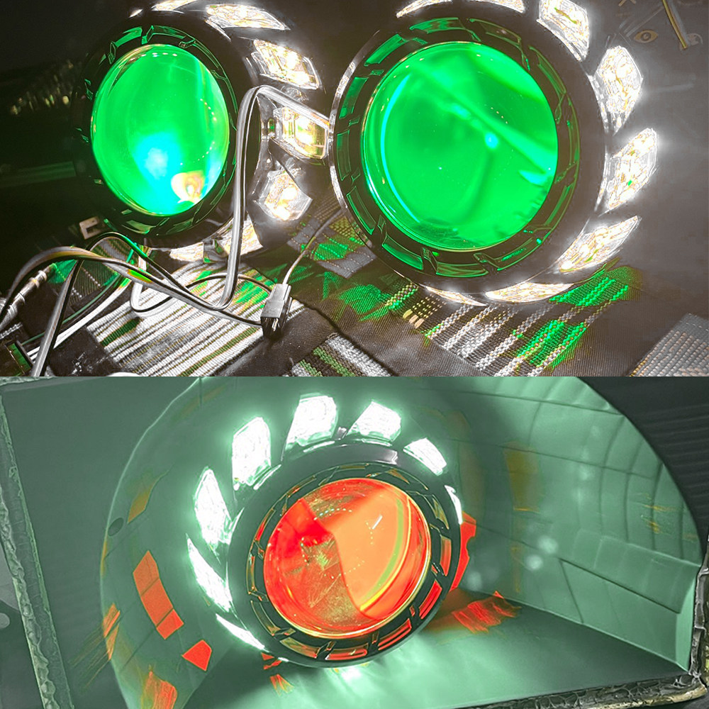 White 2.5'' H1 Bi xenon HID Projector Lens 3.0 LED Rotating Angel
