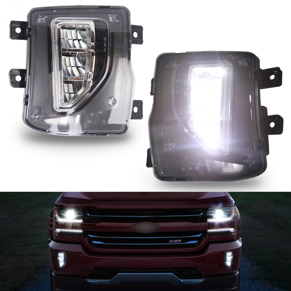 For 2016-2018 Chevy Silverado 1500 LED Fog Lights Driving Bumper Lamps