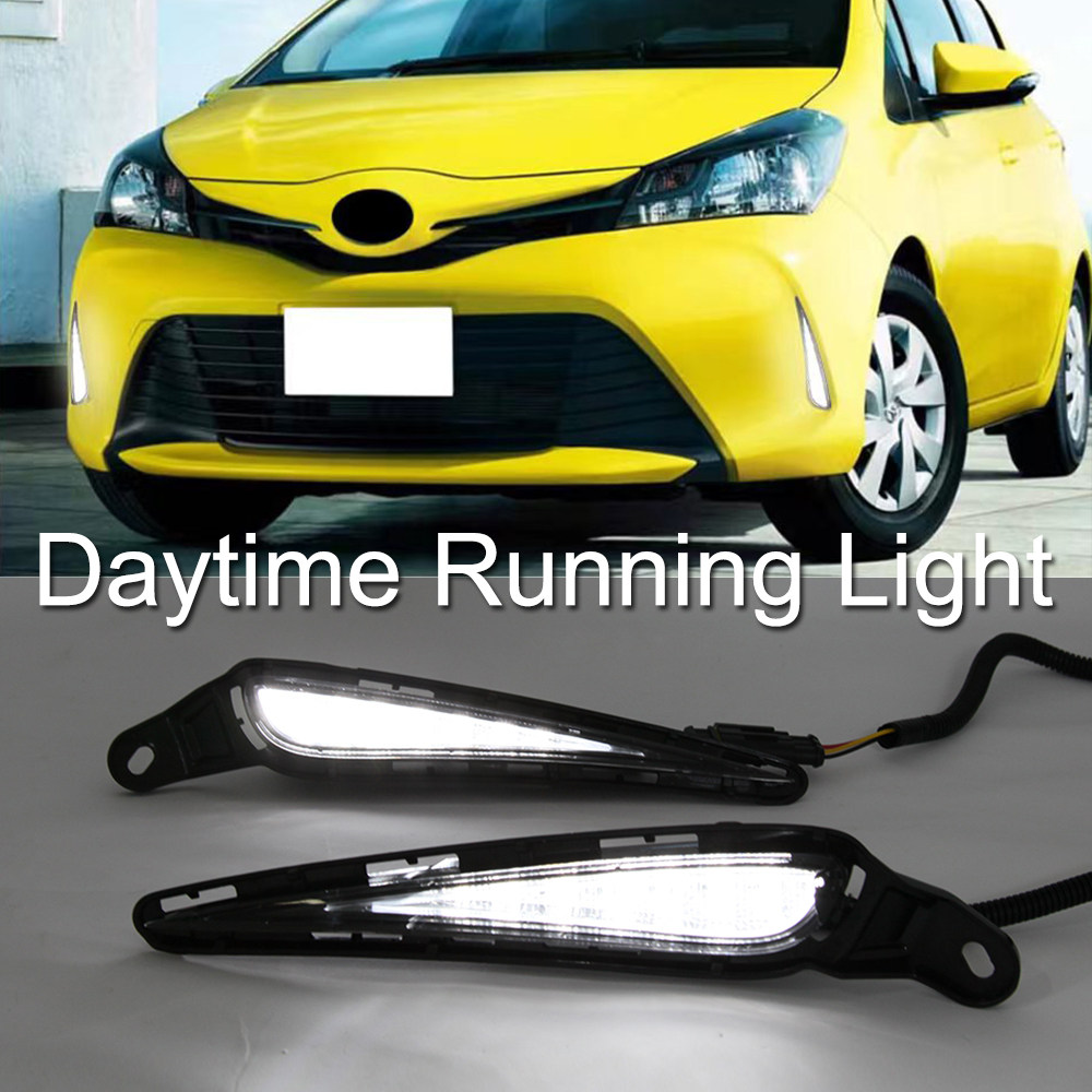 LED DRL Daytime Running Light Fog Lamp w/ Turn For Toyota Vitz