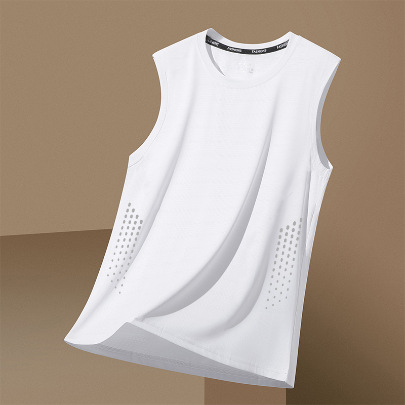 [Fast Delivery] Men's Quick-Drying Sleeveless T-Shirt, Ice Silk Sports Top, Loose Running Short-Sleeved Fitness Clothing