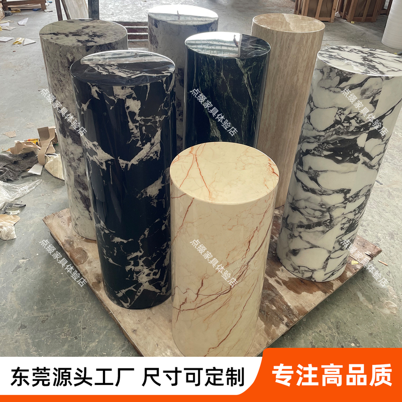 Marble Round Pedestal Ornament Base Decorative Floor-Standing High and Low Display Stand High-End Flower Stand with a Sense of Sophistication Marble Round Pedestal Ornament Base Decorative Floor-Standing High and Low Display Stand High-End Flower Stand with a Sense of Sophistication