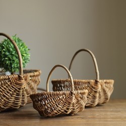 Retro Basket Willow Flower Basket Flower Pot Flower Waterproof Hydroponic Soil Culture Handmade Natural Pastoral ZAKKA
