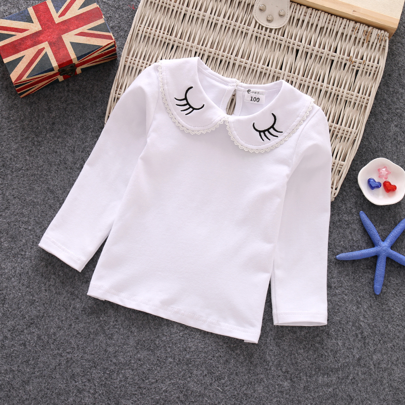 Trẻ em 2020 Long Sleeve Hitbottom chỉnh sửa mùa xuân dress Girl được chỉnh sửa thêu hoa búp bê cổ áo T-shirt 100 trẻ em.