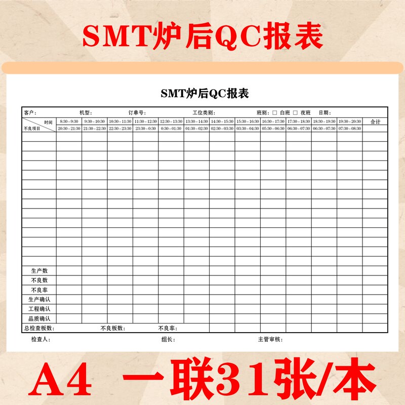 Smt Production Line Material Change Record Sheet, Post-Assembly Qc Report, Shipment Inspection Report, Quality Abnormality Handling Form