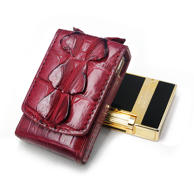 Lighter leather cover handmade crocodile genuine crocodile genuine leather universal cute protection Rontone L2 bag lighter cover hanging waist